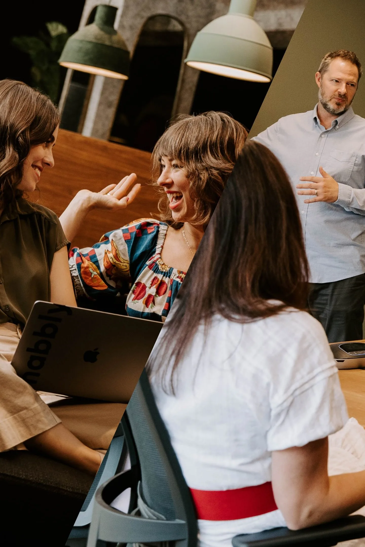 A group of people, comprising members from a digital marketing agency, sitting in a meeting room.